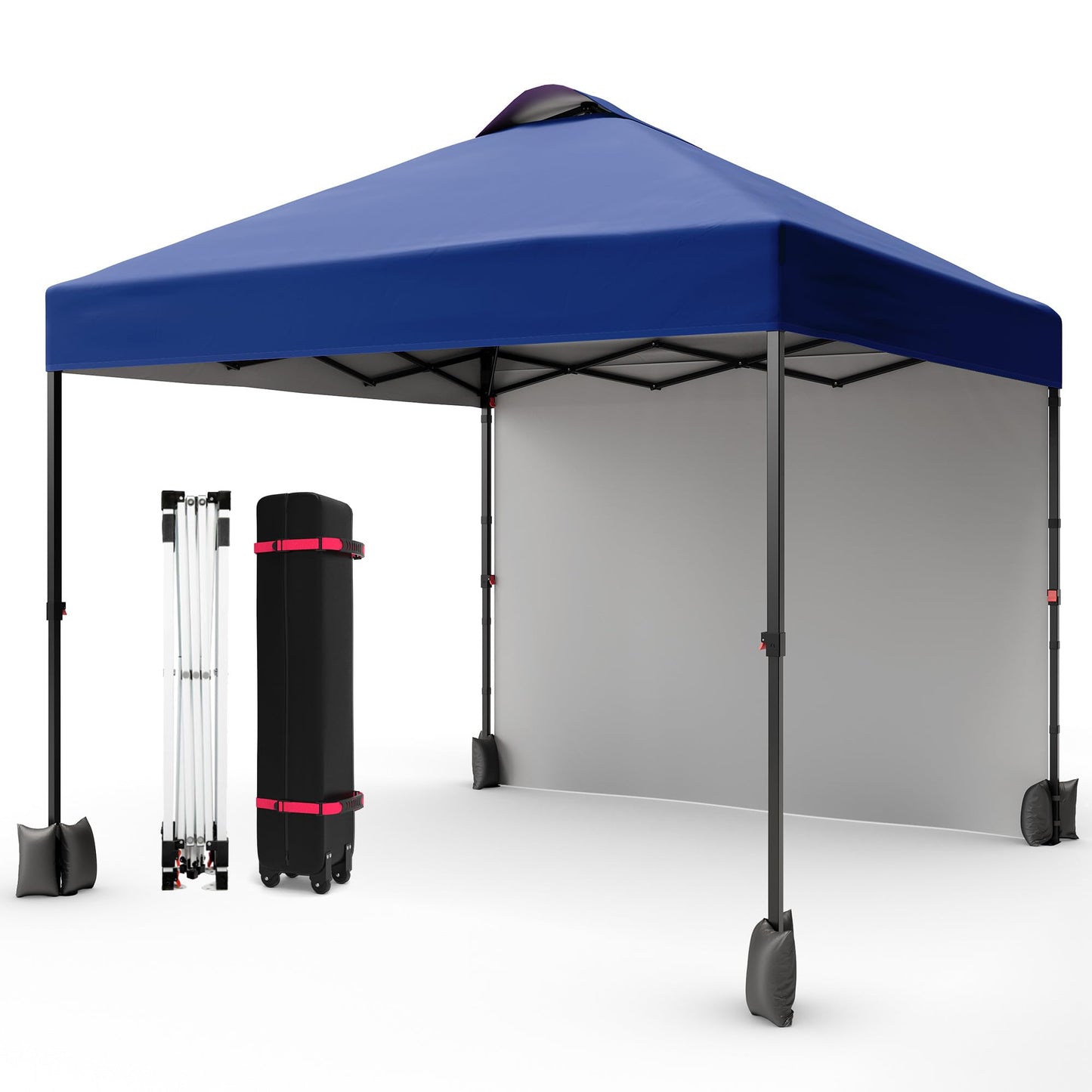 GarveeHome 10X10 Ft Pop-Up Canopy Tent with Sidewalls & Vented Roof Easy Setup Instant Shade Shelter for Picnic, Camping, Outdoor Events - Includes Storage Bag, Sandbags, Stakes & Ropes