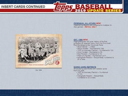 2019 Topps Update Baseball Blaster Box (7 Packs/14 Cards: 1 Hit 5 Inserts)