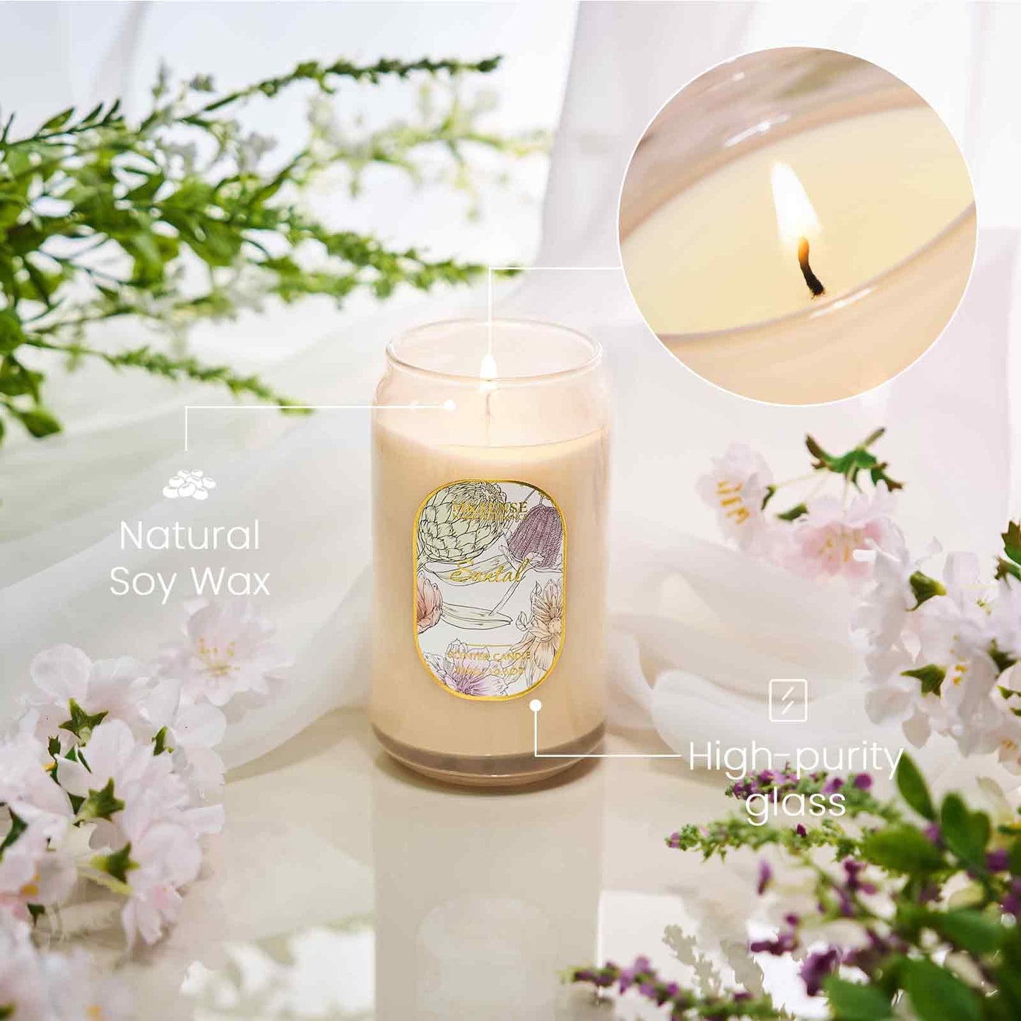 M&SENSE Santal Candles for Home Scented, 10.6 Oz Soy Wax Candles Non Toxic Jar Candle Up to 60 Hours Long Burning Home Fragrance Gift for Stress Relief, Meditation, Yoga