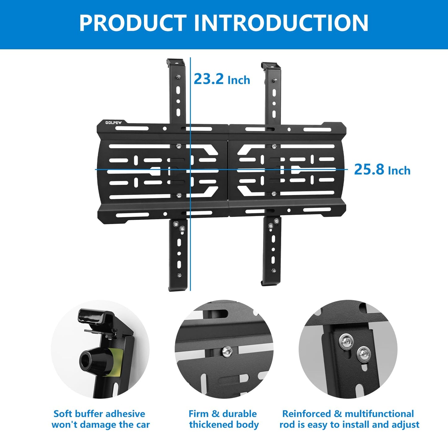 Rear Window Storage Molle Panel Kit for Jeep Wrangler JL 2018-2024 - Cargo Bracket Mounting Plate Kit with Recovery Traction Boards and Shovel Mount