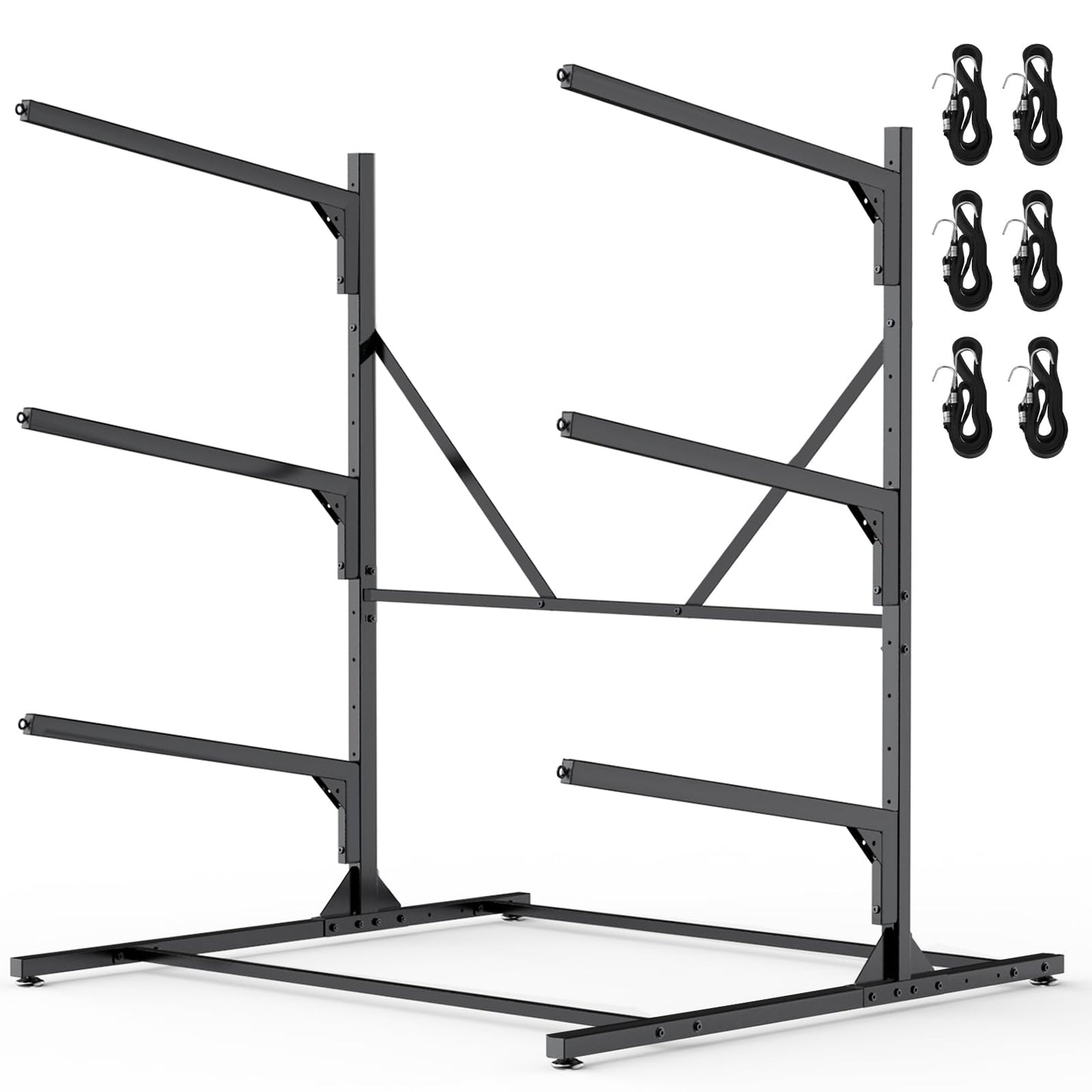 LXVOOEE Kayak Storage Rack, Heavy Duty Freestanding Kayak Rack for Garage and Outdoor Storage, Kayak Stand Adjustable for Kayak, Canoe, Surfboard and Paddle Board