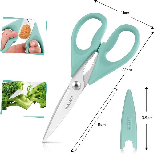 iBayam Kitchen Scissors - Heavy Duty 8.5" All-Purpose Shears with Protective Sheath | Essential Cooking Tool