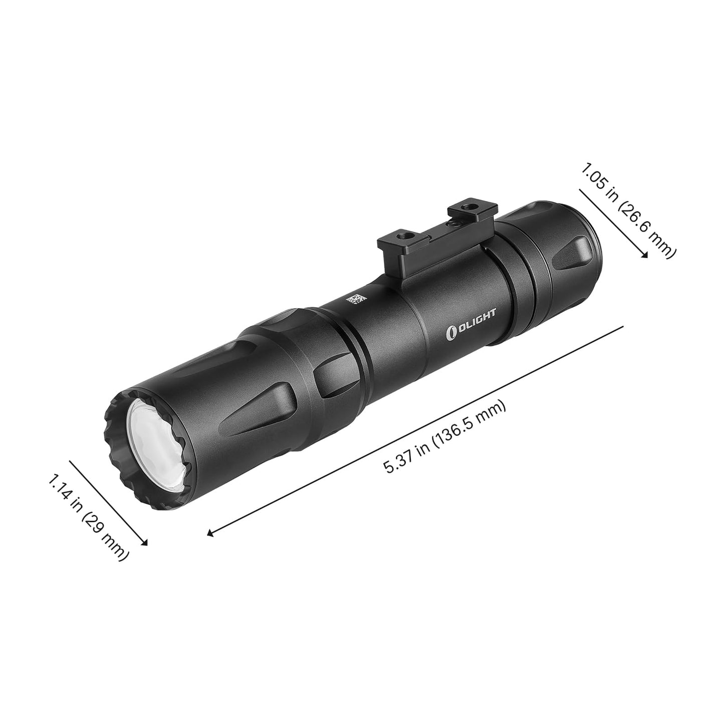 OLIGHT Odin 2000 Lumens Picatinny Rail Mounted Rechargeable Tactical Flashlight with Remote Pressure Switch, 300 Meters Beam Distance, Powered by Battery(Black)