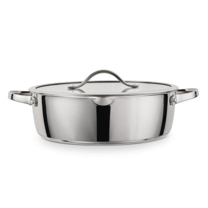 Tramontina Tempo Tri-Ply Base Stainless Steel 5-Quart Dutch Oven Pot with Glass Lid, Induction-Ready, Oven-Safe, Dishwasher-Safe