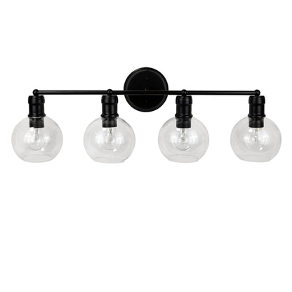 Chloe Lighting OXA 4-Light Vanity Bath Light, 30in Wide, Black, Glass, Model CH6S001BK30-BL4