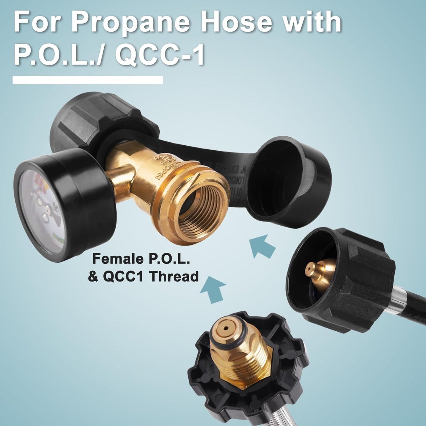 SHINESTAR Propane Tank Gauge - Universal Gas Level Indicator for 5-20 lb Tanks | QCC1/Type 1 Connection