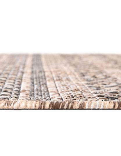 Unique Loom Outdoor Striped Collection Area Rug - Maia (7' 10" Square, Natural/Black)