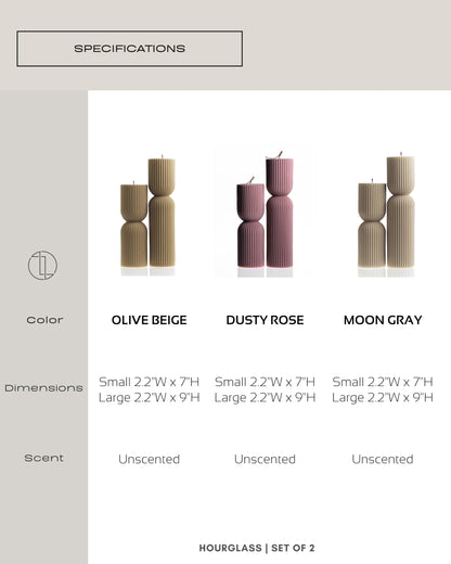LAWA Hourglass Pillar Candle - Large Beautiful Handmade Pillar Scented Soy Wax Elegant Bubble Aesthetic Candle Housewarming Gift Home Room Shelf Decor Idea - White (Set of 2)
