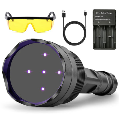 SAOPRKLER New UV Light Flashlight(365nm) High Power Upgraded UV Flashlight for Gem Identification, Scorpion Spotting, AC System Inspection and Rock Fluorescence
