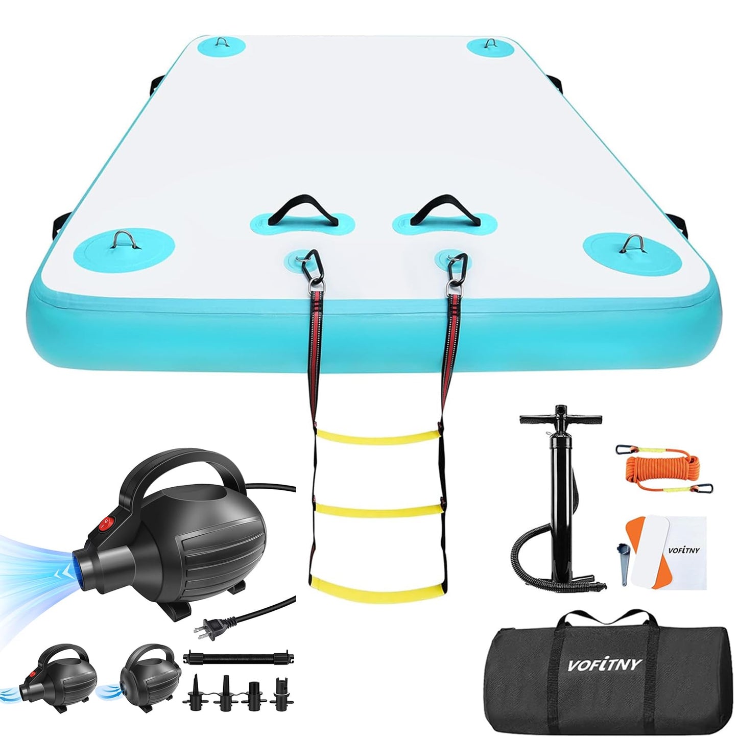 VOFiTNY Inflatable Floating Dock with Electric Air Pump for Inflatable