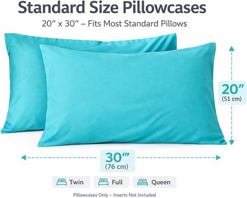 Evolive Ultra Soft Microfiber Pillowcases - Standard Size 20"x30" Pair Set with Envelope Closure | Ocean Color