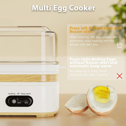 Rapid Egg Cooker - Electric 6-Egg Capacity for Soft, Medium, Hard Boiled & Omelets | Auto Shut-Off, BPA-Free - White