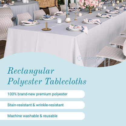 Leading Linens 2 pcs 60 x 126 Inch Rectangle Ivory Polyester Tablecloth