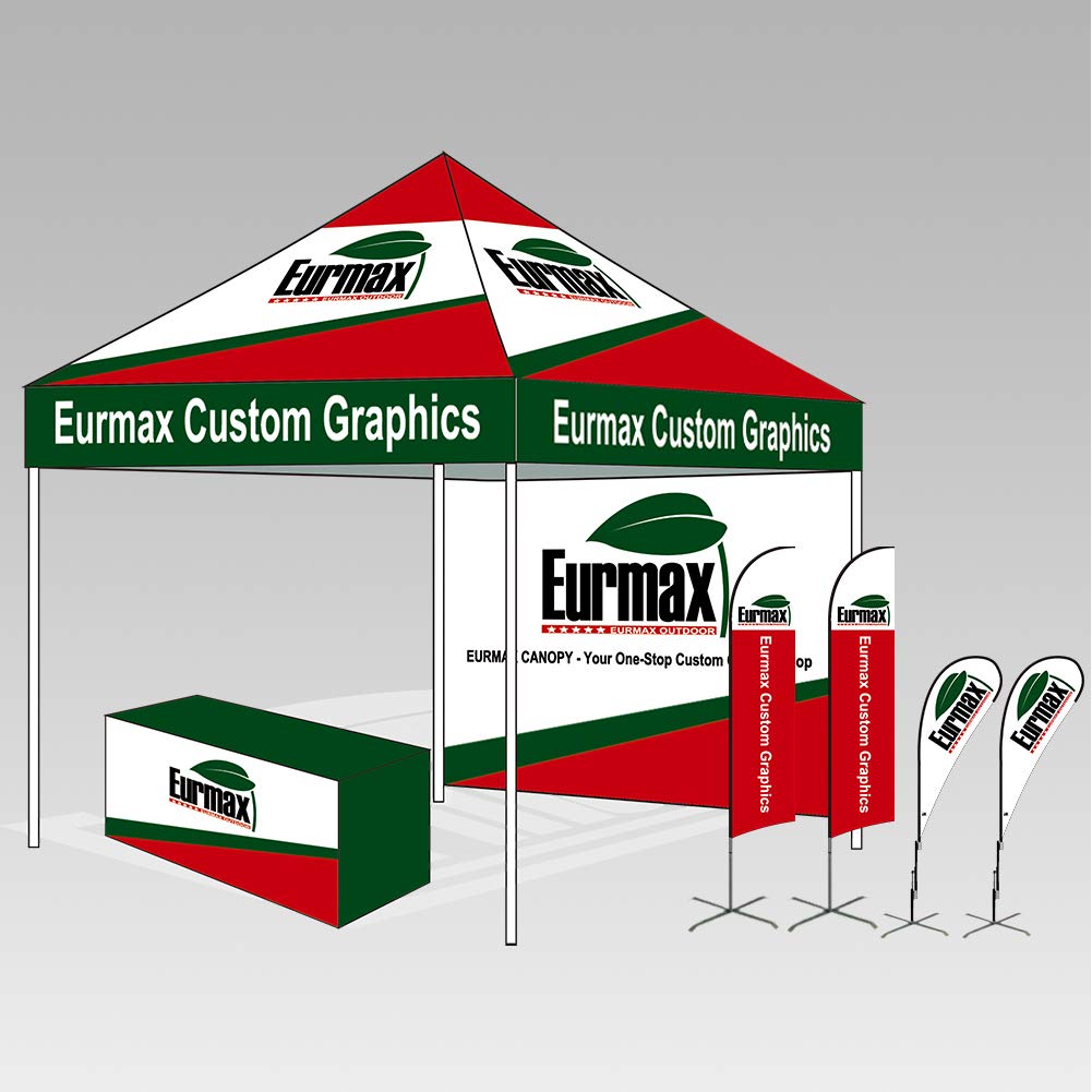 Eurmax USA 10x10 Pop Up Canopy,Commercial Tent with Patented No-Tip Rolling Bag,30sqft Extension Awning & 4 Zippered Removable Walls,UV & Water Resistant,Heavy Duty Instant Shelter Gazebo,Black