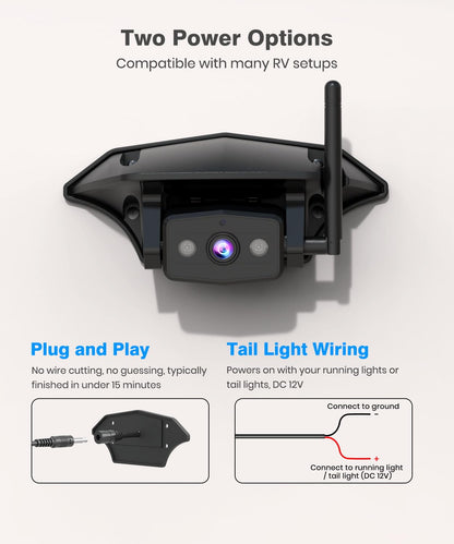 AUTO-VOX Wireless RV Backup Camera: 30Min Plug and Play Setup, Smooth Live View Even Past 60ft, 7.2" 1080P DVR Monitor, Super IR Night Vision Back up Camera Works with Pre-Wired RV, 5th Wheel, Trailer