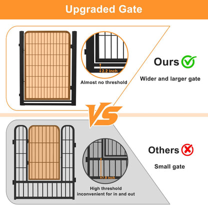 Dog Fence Outdoor Pens Outside,Portable Dog Play Pen 40" H 8 Panels Pet Playpen Exercise Pens for Puppys Small Medium Large Dogs RV Camping Yard Garden Indoor Wide Gate