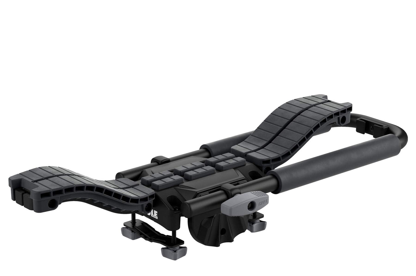 Thule Compass Kayak and SUP roof Rack - Carries 2 Kayaks or 2 SUPs - J-Style Carrier - Universal mounting Hardware Included - Fits 36" Wide Kayaks and SUPs - 130lb Weight Limit