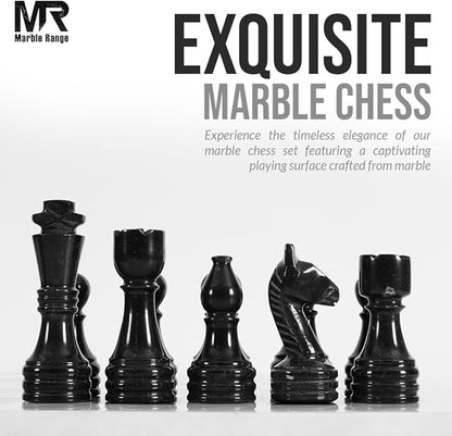 Marble Chess Set for Adults 15 Handmade White &amp Black Board Game with 32 Chess Pieces 2 Extra Queens &amp Storage Box Luxury Travel Game – Elegant Home Décor