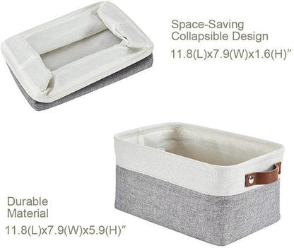 DECOMOMO Small Storage Baskets - Organize Your Closet with Grey & White Bins | 6 Pack