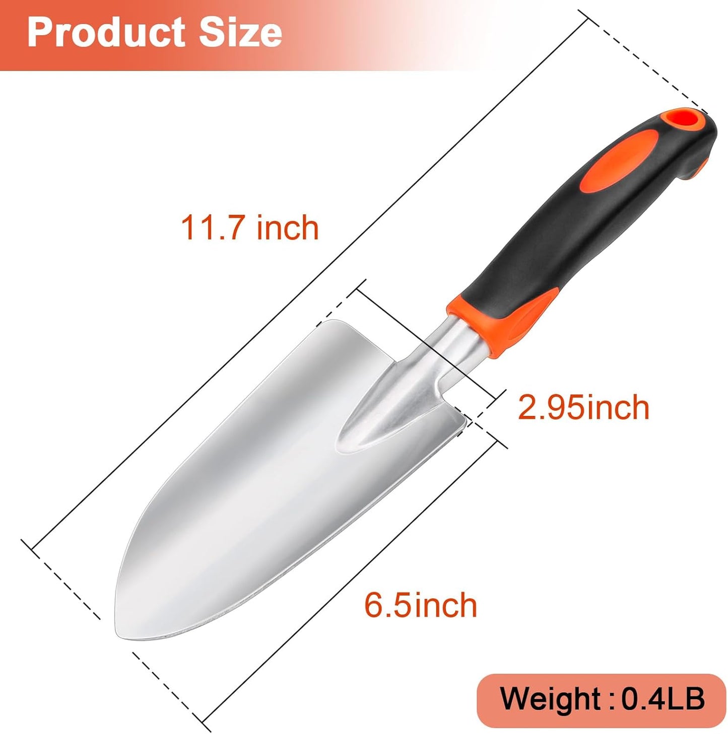 Regine Switzerland Garden Hand Trowel - Heavy Duty Ergonomic Shovel for Easy Digging | Rust Resistant, Orange