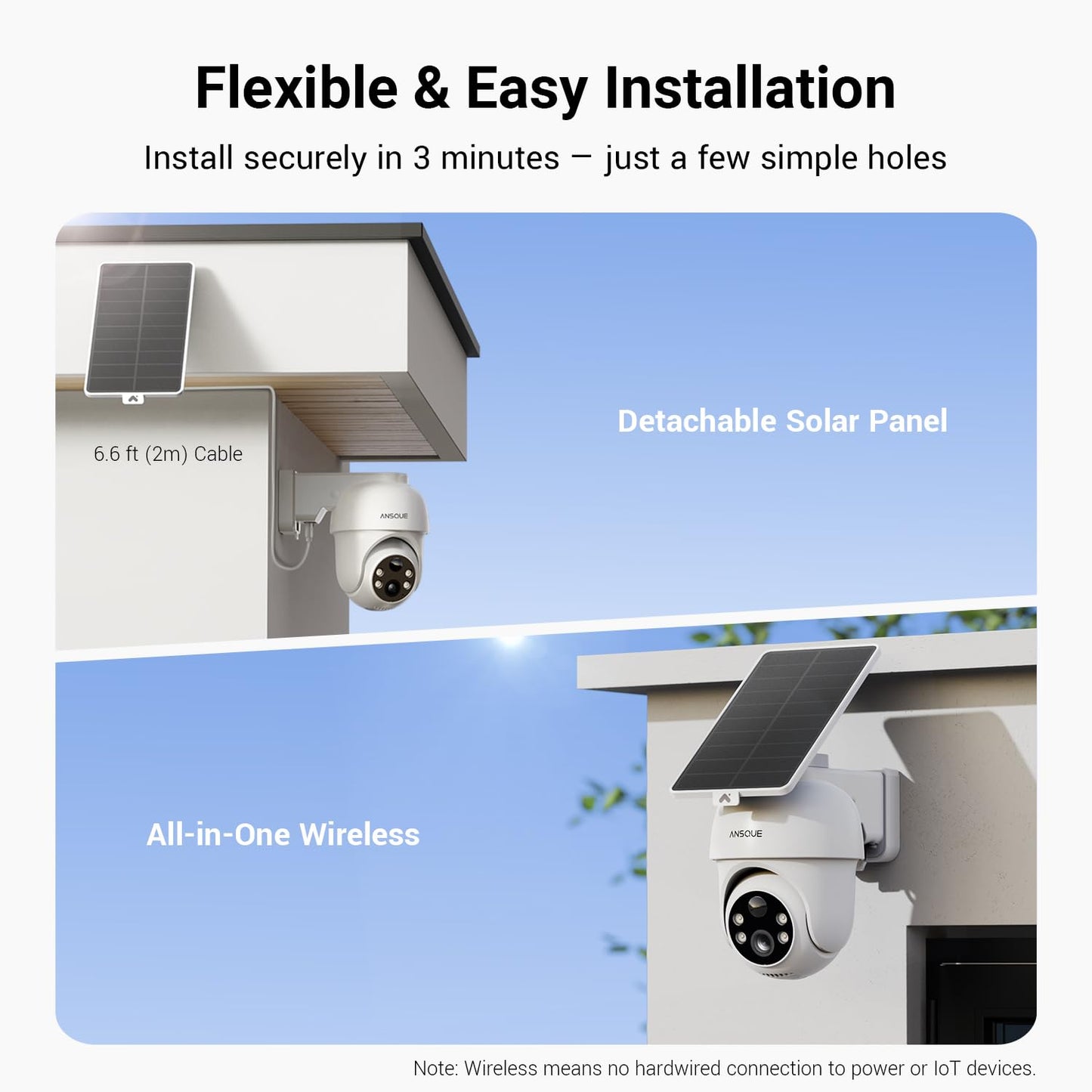 ANSQUE Security Cameras Wireless Outdoor Home System, 6 Camera Kit, No Subscription Fees, Solar Powered, Local Storage, 365-Day Battery Life, 360°PTZ Surveillance, Auto Tracking, 2K Color Night Vision