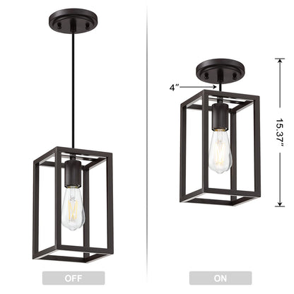 Dolaimy House 3 Pack Rustic Farmhouse Pendant Light, Metal Cage, Oil-Rubbed Bronze Finish, Model 3142CD102