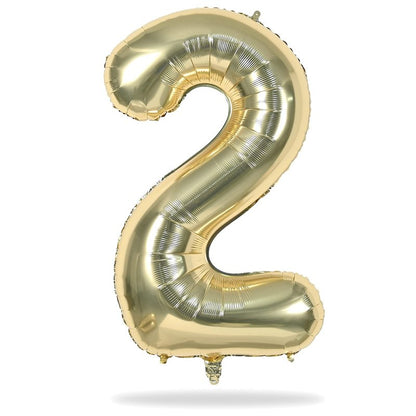40 Inch Balloon Number 2 Champagne Gold, Large Foil Light Gold Number Balloons Set 0-9 for Women Men, Digital 2 Helium Balloons for Boys Girls 2nd Birthday Anniversary Graduation Party Decorations