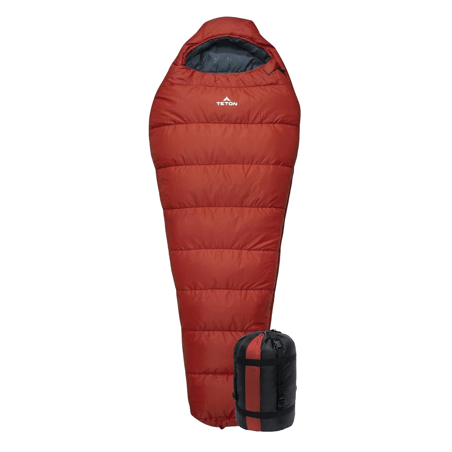 Teton LEEF Lightweight Mummy Sleeping Bag Perfect for Camping, Hiking, and Backpacking; Cold Weather Option, Compression Sack Included - Fire & Slate, 20F