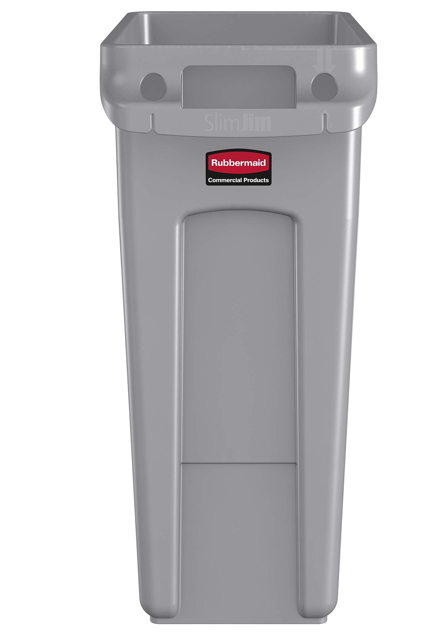Rubbermaid Commercial Products Slim Jim Trash/Garbage Can with Venting Channels, 16-Gallon, Gray, for Kitchen/Office/Workspace, Pack of 4