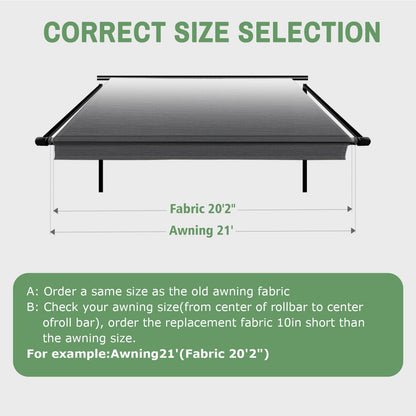 Dulepax RV Awning Fabric Replacement, 18.5oz Heavy-Duty Vinyl Camper Awning Fabric 19’2”, Awning for Camper with Pull Strap, UV-Resistant & Weatherproof RV Canopy for Trailers, Motorhome