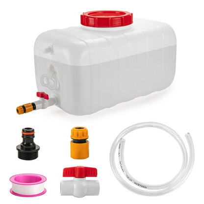 Water Storage Container for Camping, 6.6 Gallon Water Tank with Faucet, Portable First Aid Water Storage for Outdoor Hiking, RV, Autonomous Driving Tour, 17.7 x 11.8 x 11.8in