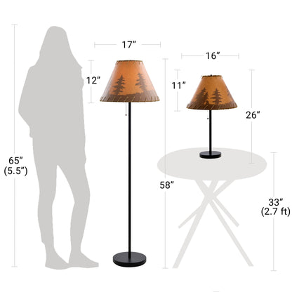 Catalina Lighting Rustic Cabin Lodge 3-Piece Table & Floor Lamp Set, LED Bulb NOT Included, 58", Forest Print, Set of 3