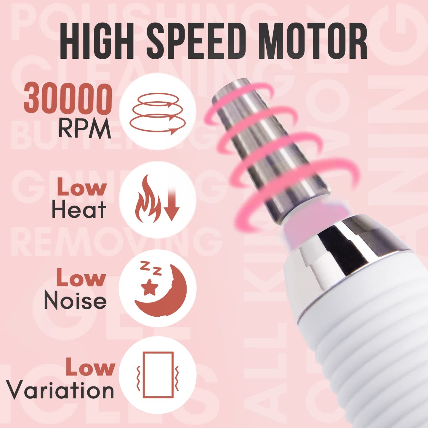 Makartt Nail Drill Professional: 60W 35000RPM Electric Nail File with Coreless Motor, 2 in 1 Desktop & Portable, Drill Bits and LCD Display for Acrylic Gel Nails, Nouvella Pink