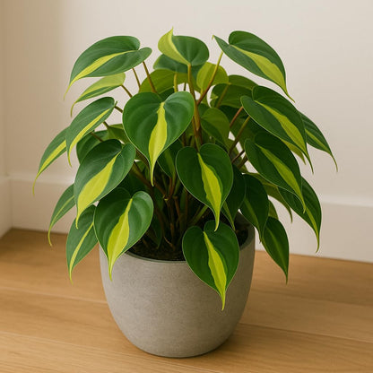 Lemon Jade Brasil Philodendron – Live Starter Plant in 2 Inch Pot - Striking Variegated Foliage with Bold Yellow-Green Centers