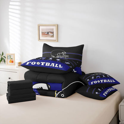 Erosebridal 7 Pieces Bed in a Bag King Comforter Set with Sheets, Football Design Bedding Sets for All Season,1 Comforter, 2 Cushion Covers, 1 Flat Sheet, 1 Fitted Sheet, 2 Pillowcases