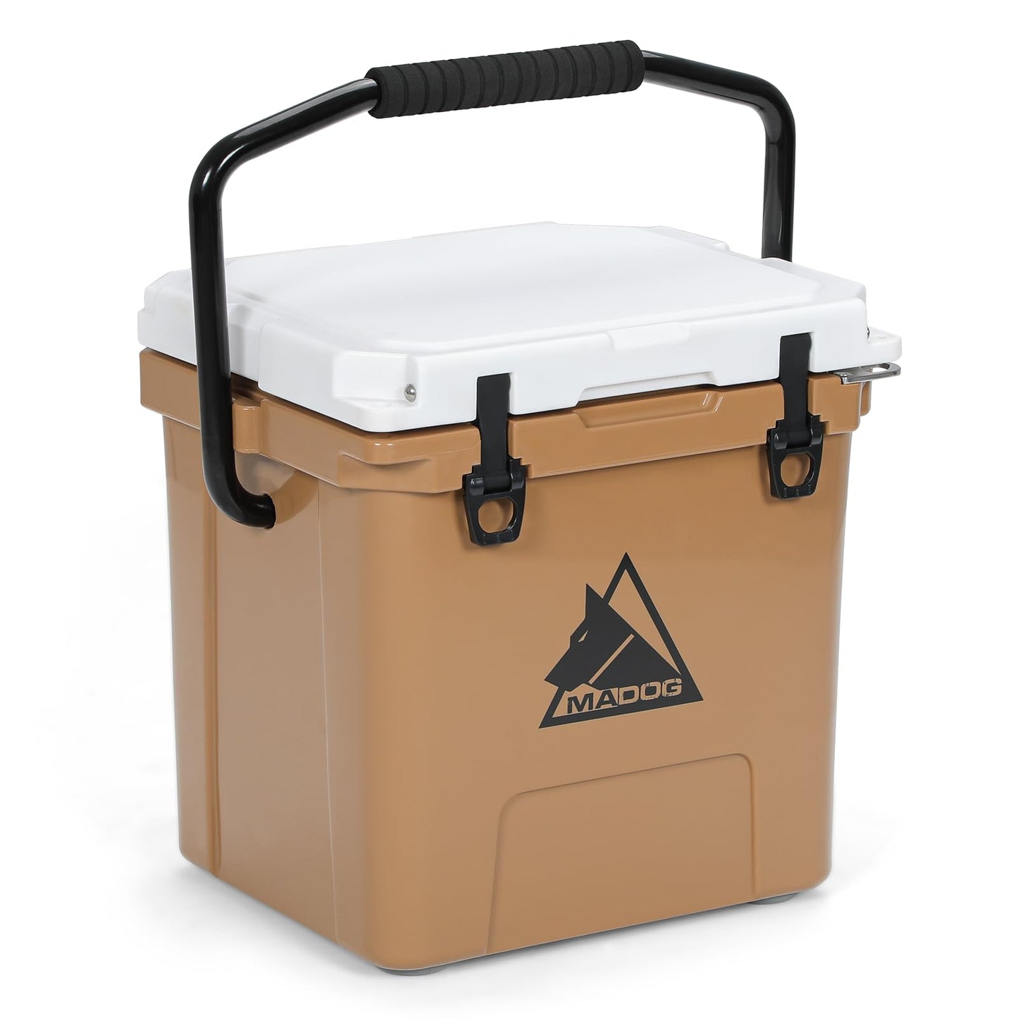 MADOG 18qt Portable Small Cooler, Lightweight Handle Hard Cooler, Leak-Proof LLDP Beach Cooler Keeps 7 Days Ice Retention, for Fishing, Camping, Boating and Traveling, White & Khaki