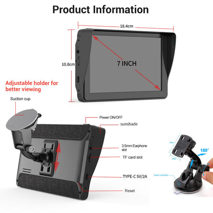 7-inch External Portable Navigation Device, Car-Mounted HD 8G+256M Universal for Passenger and Cargo Vehicles