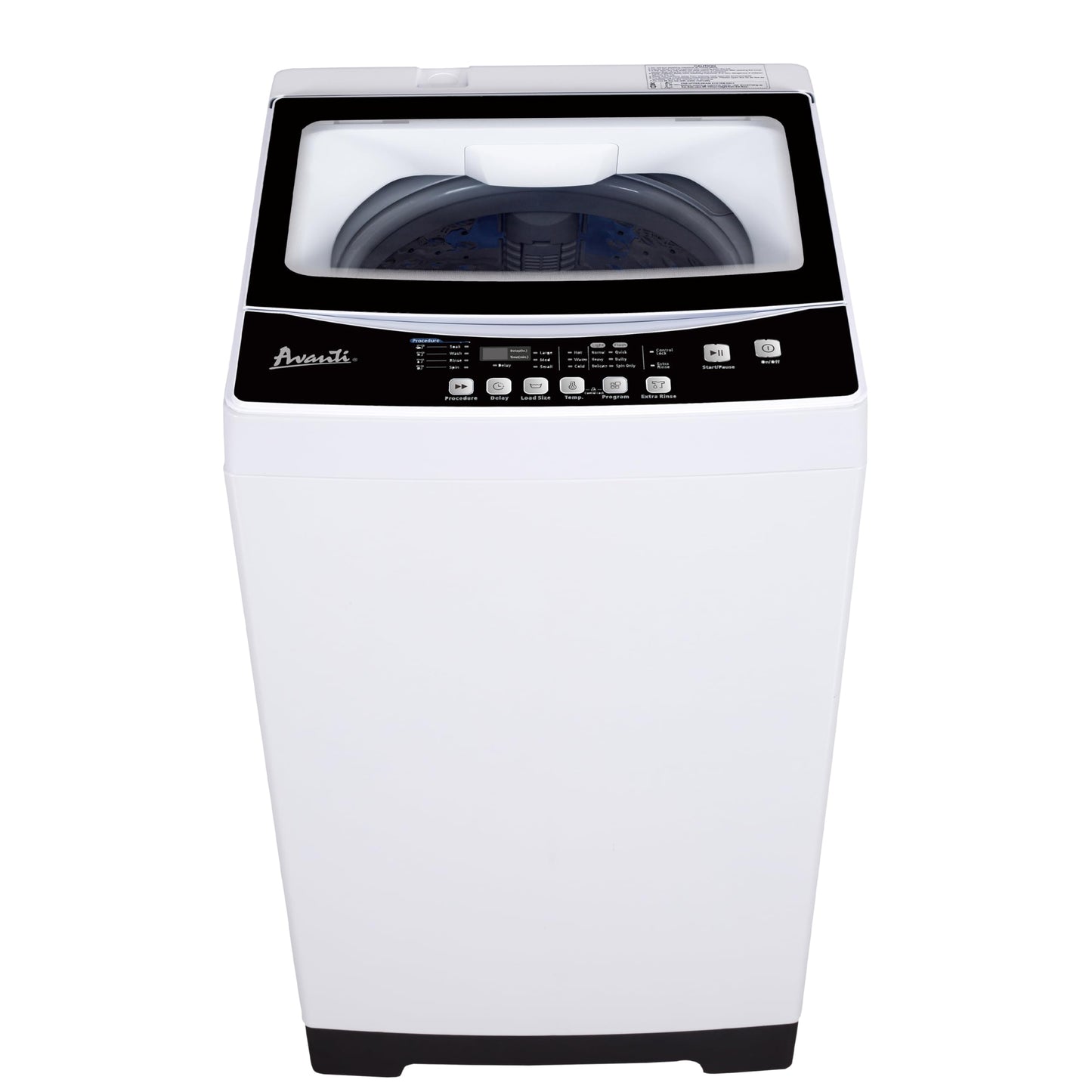 Avanti STW16D0W Portable Washing Machine 1.7 Cu. Ft. Capacity, Top Loading with Hot and Cold Water Inlets, 6 Cycles, Compact for Apartments Dorms and RVs, White