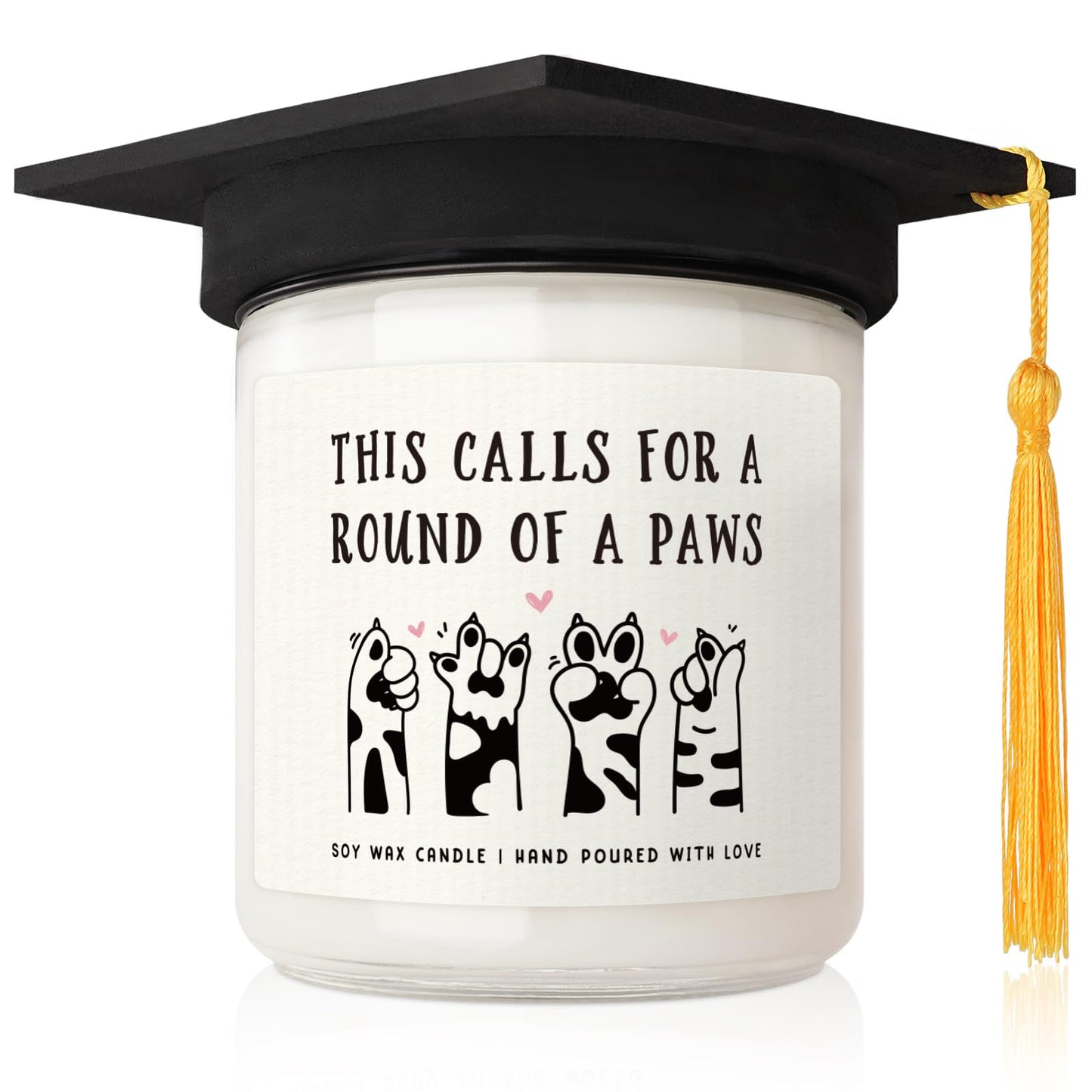 Petalsun Graduation Gifts for Her, Him- Cute Paws Grad Candle- 2026 Funny College, Masters Degree, Phd, Nurse, High School Grad Gifts for Cat Lovers, Graduation Party Decorations, Lavender Scented 7oz