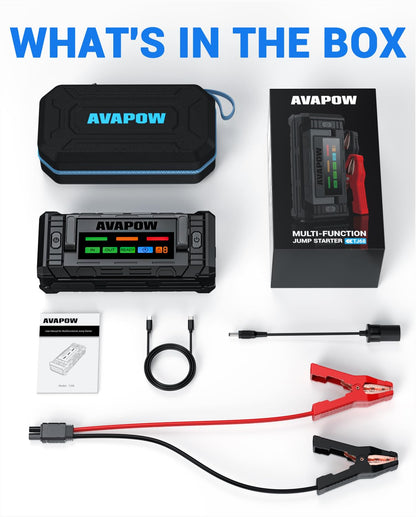 AVAPOW TJ68 10000A Battery Jump Starter Portable with 4" HD Display PD 65W Dual-Way Fast Charging,12V Jump Box, Car Battery Jump Starter for All Gas & Up to All Diesel Engines