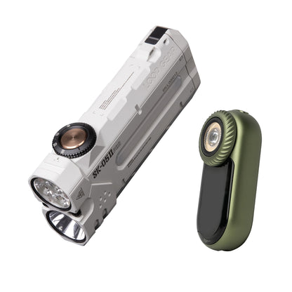 LOOP GEAR SK05 Pro 2 Flat EDC Flashlight + LOOPDOT Mini Game Flashlight Bundle – 5000LM Rechargeable LED, Spotlight/Floodlight, High-CRI Sidelight, Dual 4000mAh Batteries, IP68 Magnetic for Camping &