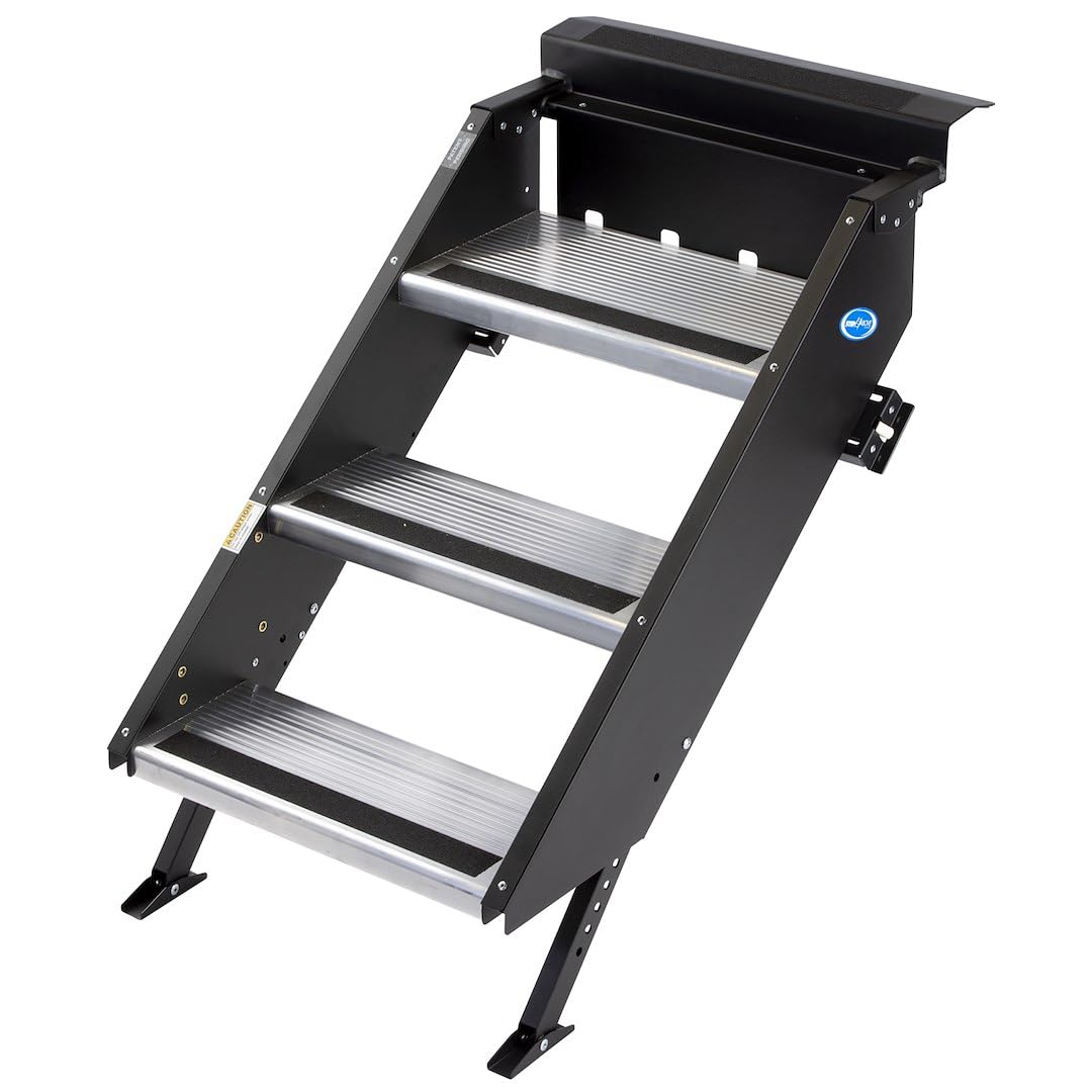 MORryde STP-3-26-29H Strut-Assist StepAbove RV Entry Step - 3 Step, 31.5-37.5" Height, 9" Rise, 26" Door Width