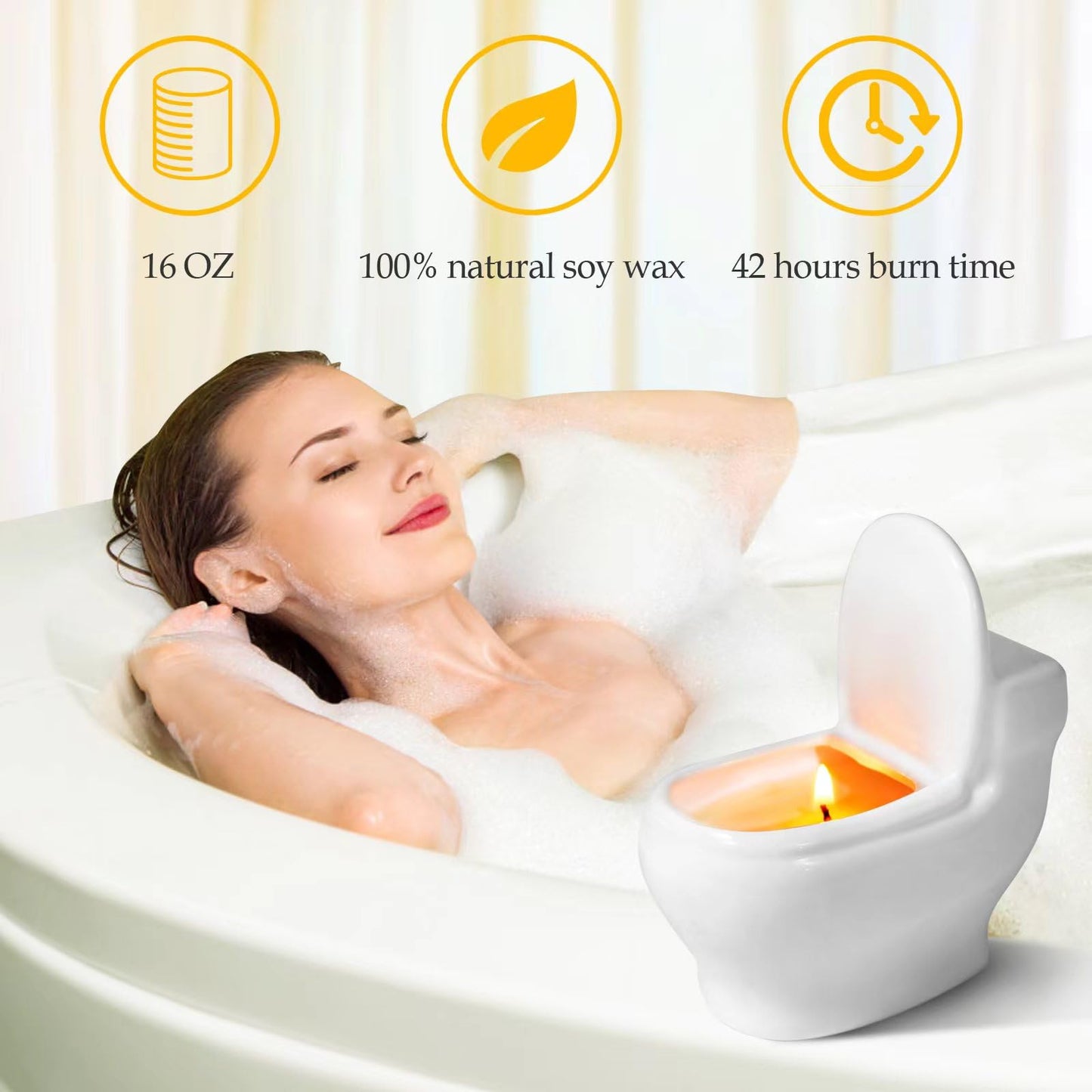 Toilet Shaped Scented Candles,Funny Gag Gift for Women & Men,Lemon Fragrance Aromatherapy Candle is 6 Ounces, Burns for Over 42 Hours,Unique Candles for White Elephant Party,Birthday Prank