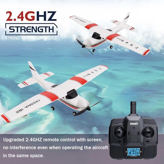 RC Airplane F949pro RC Plane 1020 Motor 3CH 2.4GHZ EPP RC Plane for Adults CESSNA-182 3D6G Gyroscope RTF RC Glider Planes with 2 Batteries Replaceable Parts (LED 2BSL+ Motor)