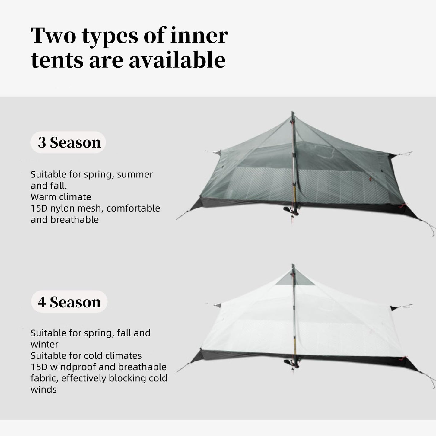 3FULGEAR Ultralight Tent for Backpacking, LANSHAN 1 Trekking Pole Tent 1 Person 3/4 Season Lightweight Easy Set Up Double Layer Shelter Waterproof Tents for Camping Hiking Outdoor Mountaineering