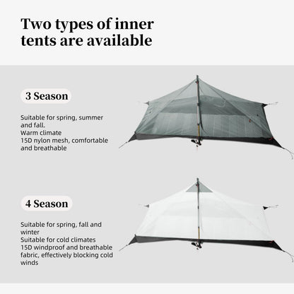 3FULGEAR Ultralight Tent for Backpacking, LANSHAN 1 Trekking Pole Tent 1 Person 3/4 Season Lightweight Easy Set Up Double Layer Shelter Waterproof Tents for Camping Hiking Outdoor Mountaineering