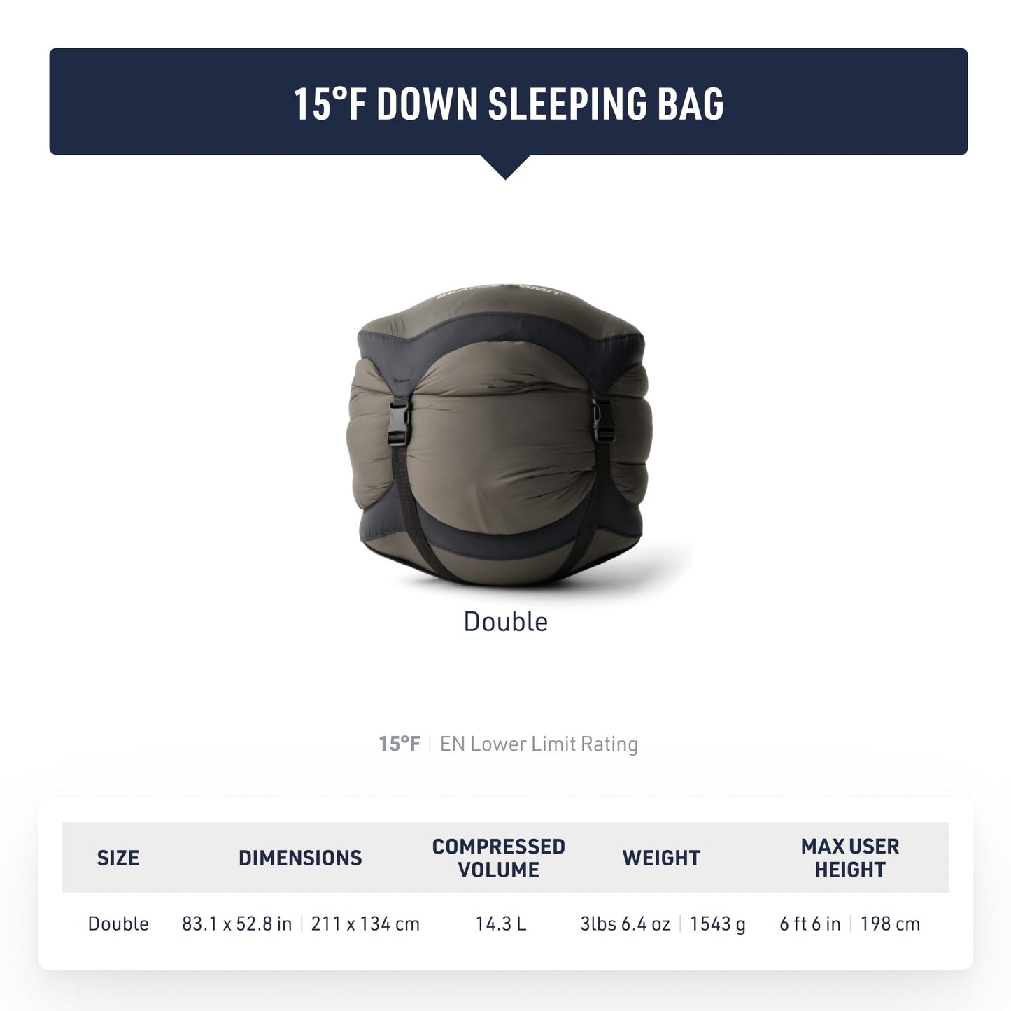 Sea to Summit Spark Ultralight Down Sleeping Bag, 15-Degree, Double
