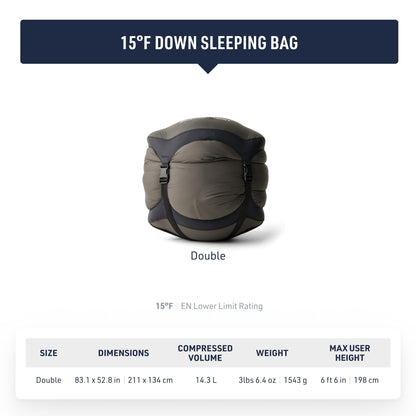 Sea to Summit Spark Ultralight Down Sleeping Bag, 15-Degree, Double