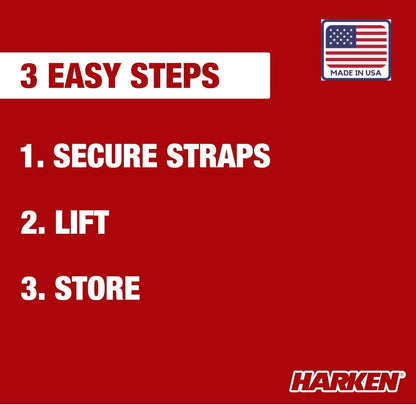 HARKEN Hoister Lightweight Cargo Carrier Overhead Garage Storage 4-Point Hoist System for 60lb Carriers, Kayaks, Canoes, Storage (60lb max load,16ft.Ceiling), Model 7801.16