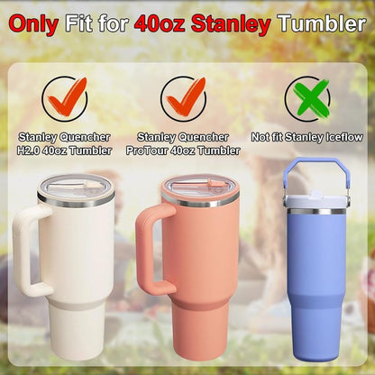 2-Pack Leak Proof Lid Replacement 40 oz, Only Fit for Stanley Quencher H2.0 Tumbler, Reusable Flip Straw Lid Top Cover for Stanley 40oz Cup Accessories, Replacement of Leaking Original Lids, Purple